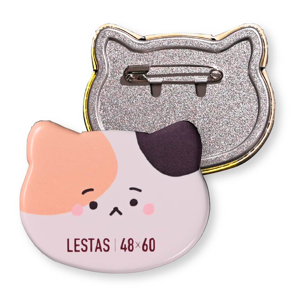 缶バッジ 動物型(クリア) 48x60mm 安全ピン(梨地)