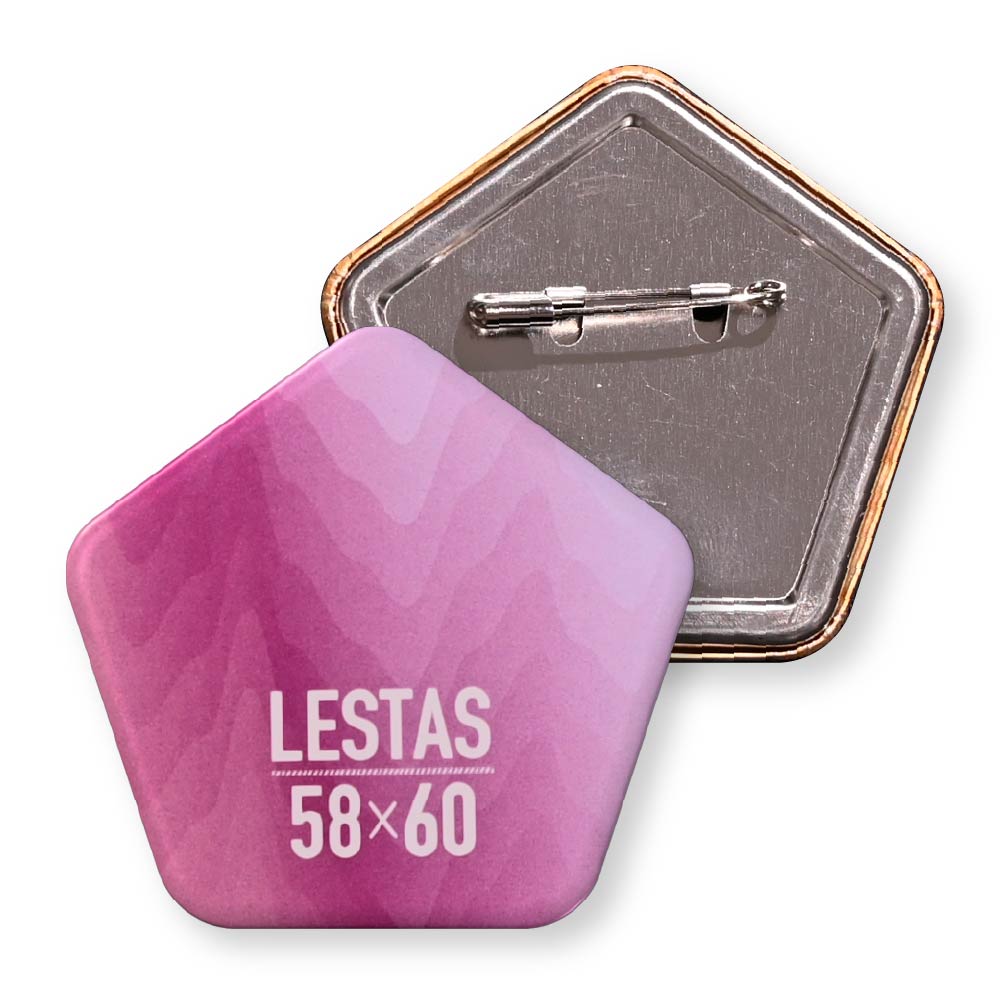 缶バッジ 五角形(クリア) 58x60mm 安全ピン(梨地)