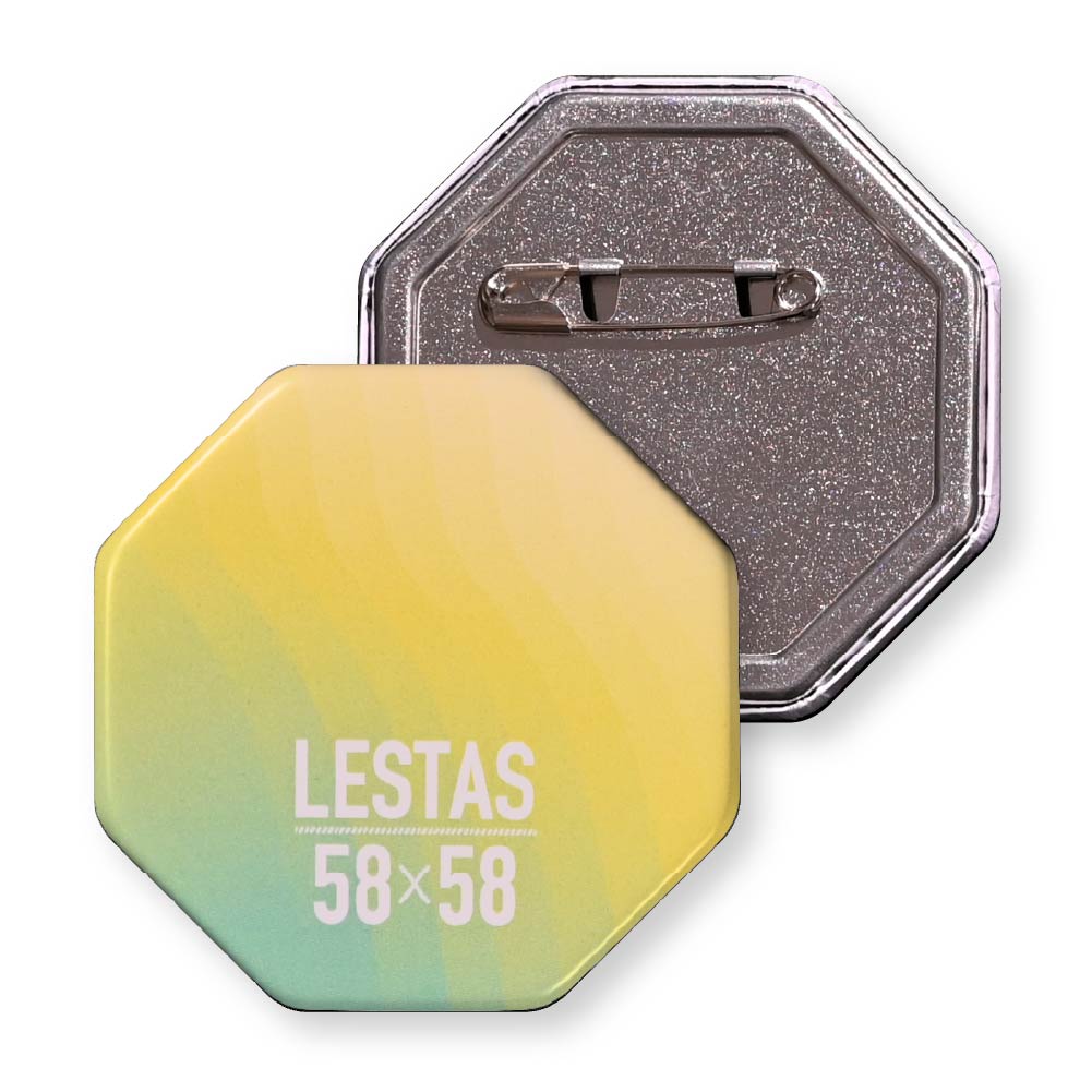 缶バッジ 八角形(クリア) 58x58mm 安全ピン(梨地)