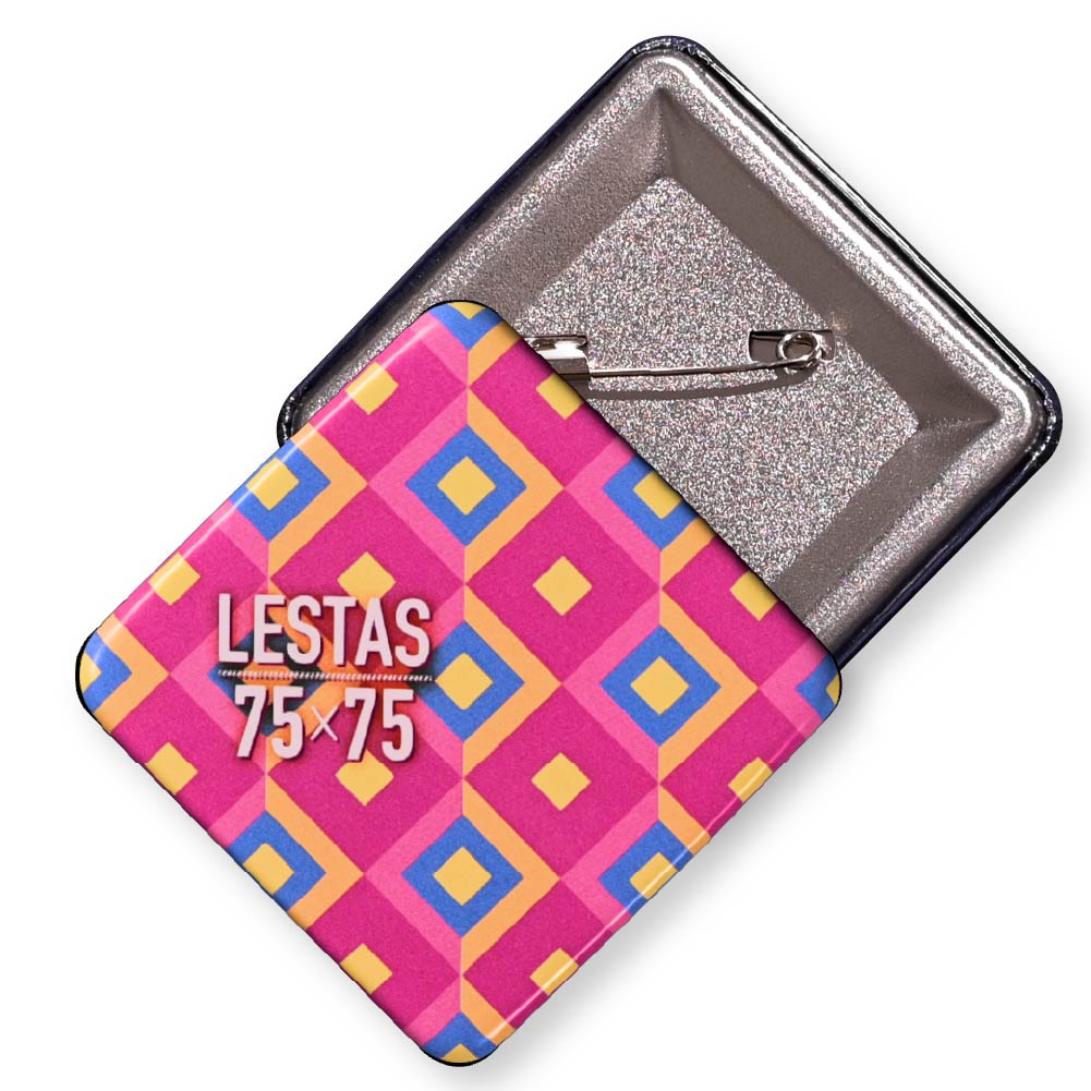 缶バッジ ひし形ラウンドコーナー(クリア) 58x58mm 安全ピン(梨地)