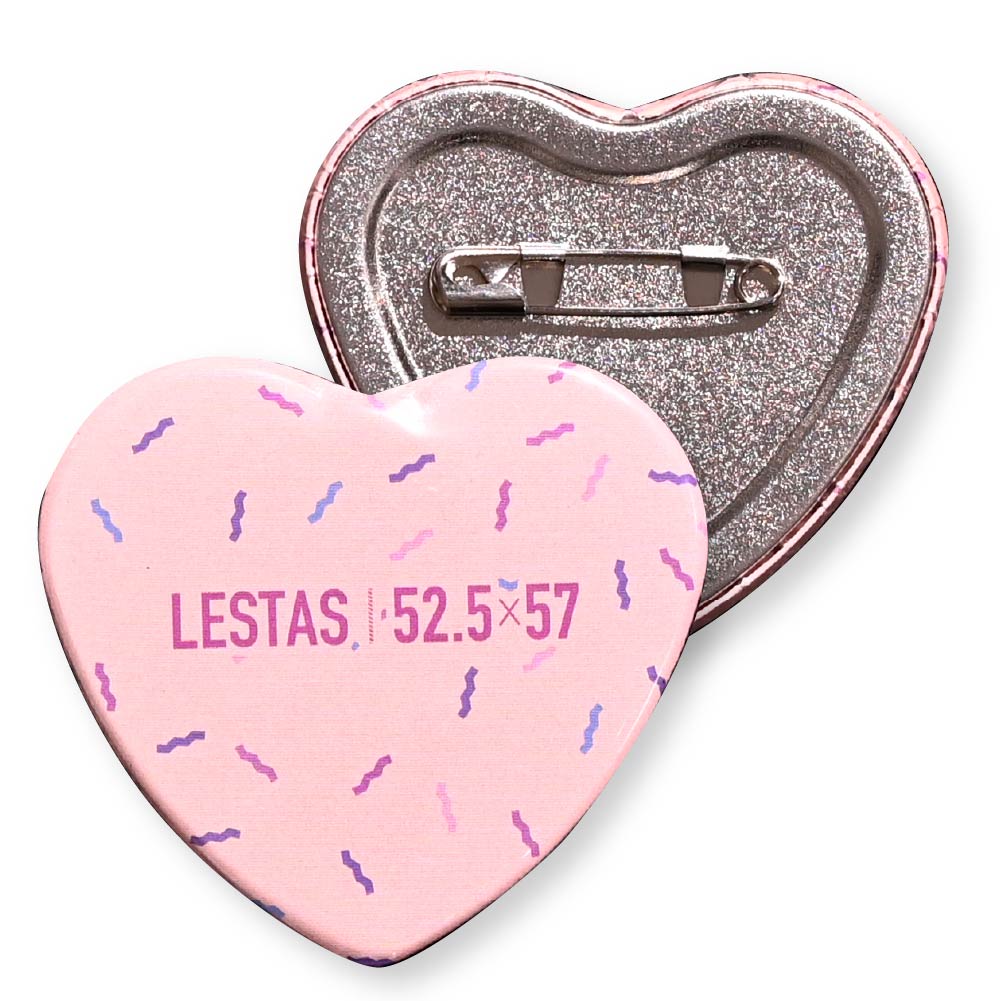 缶バッジ ハート型(クリア) 52.5x57mm 安全ピン(梨地)