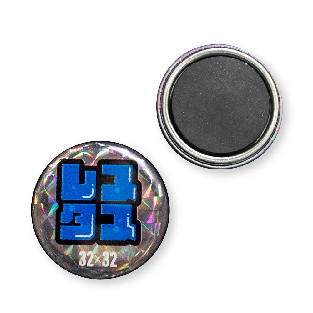 缶マグネット 円形(ホログラム スクエアモザイク) 32x32mm マグネットシート
