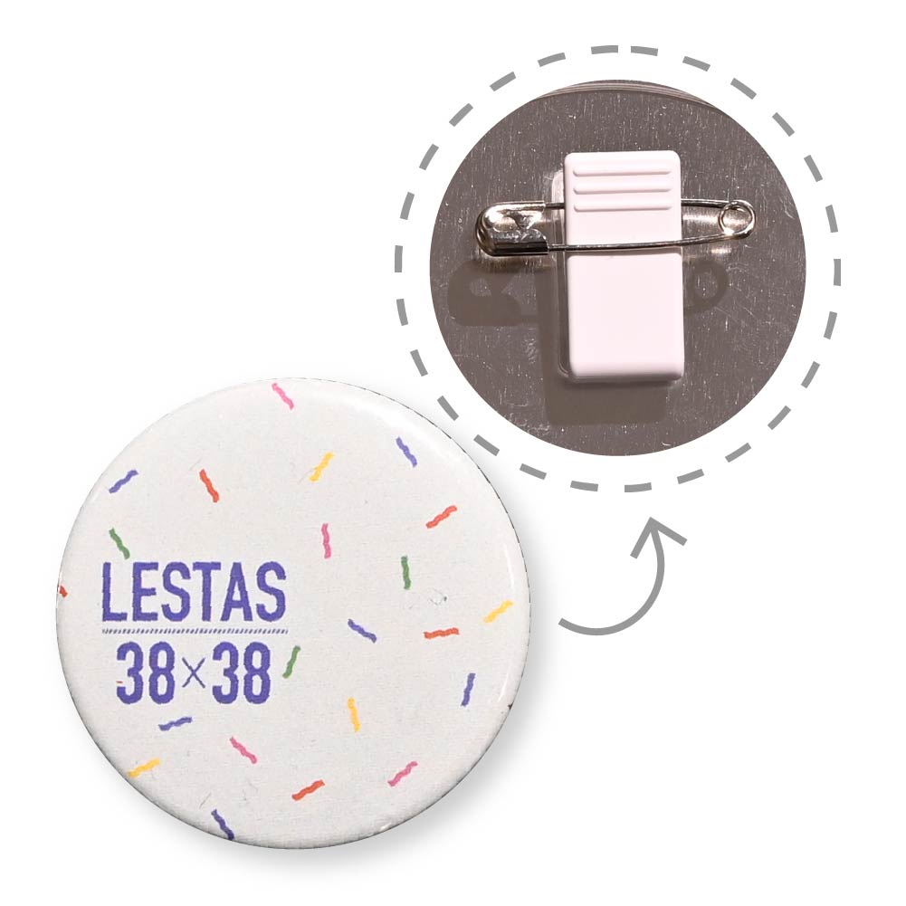 缶バッジ 円形(クリア) 38x38mm 安全ピン付きクリップ(光沢)