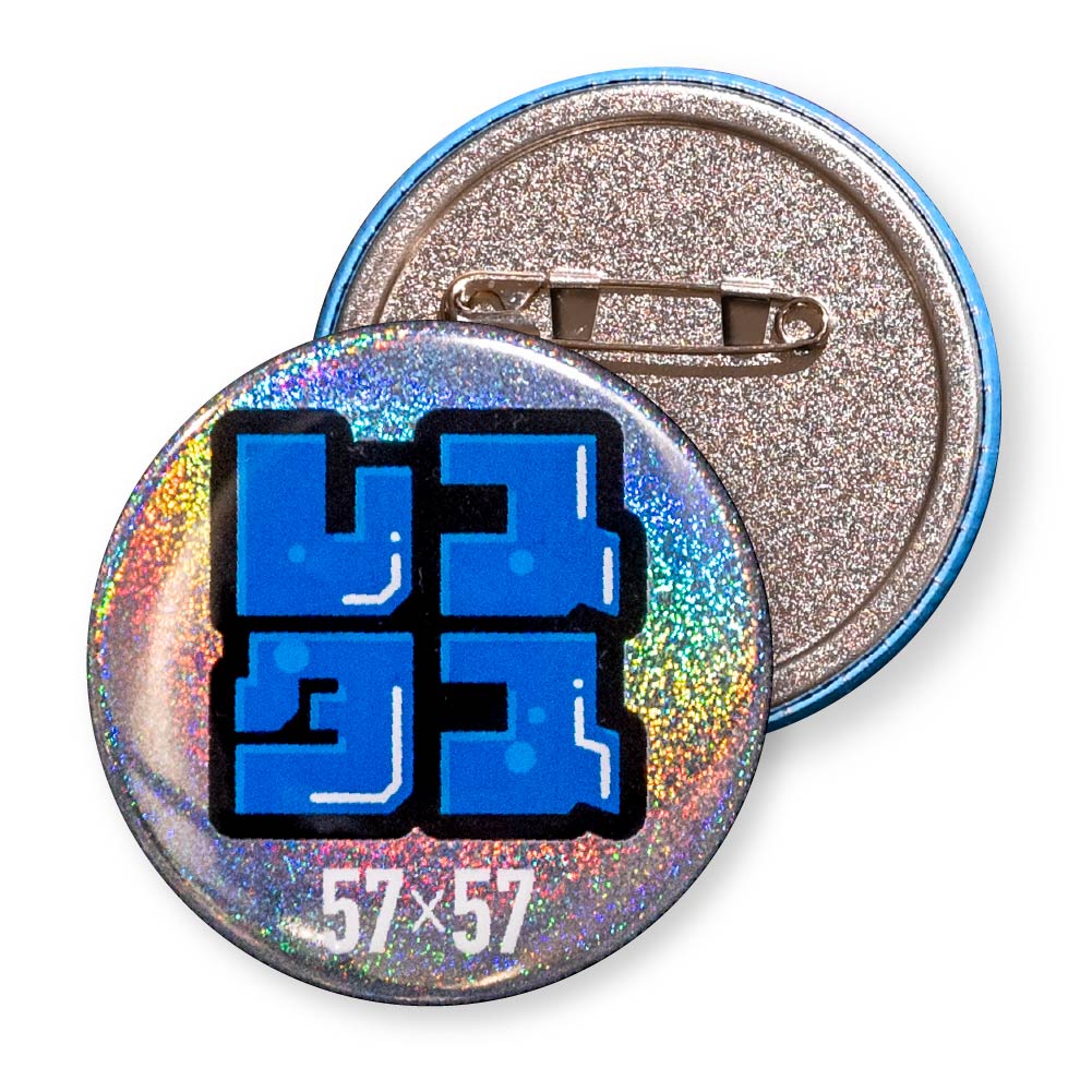 缶バッジ 円形(ホログラム ダストスプレー) 57x57mm 安全ピン(梨地)