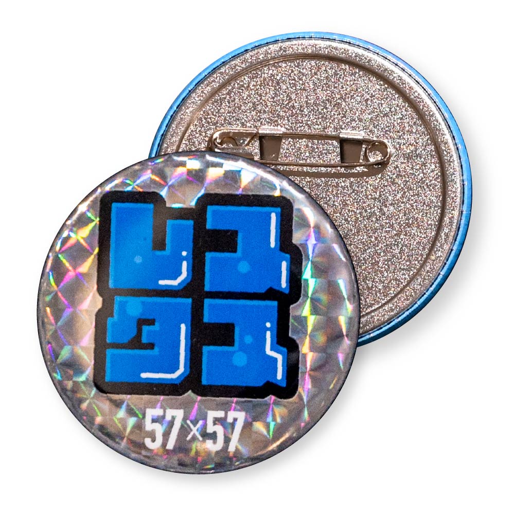 缶バッジ 円形(ホログラム スクエアモザイク) 57x57mm 安全ピン(梨地)