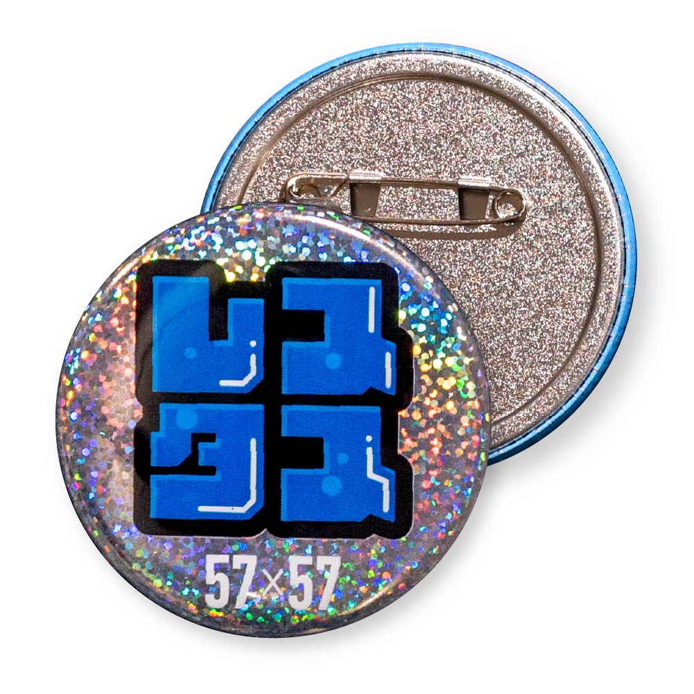 缶バッジ 円形(ホログラム スパークル) 57x57mm 安全ピン(梨地)