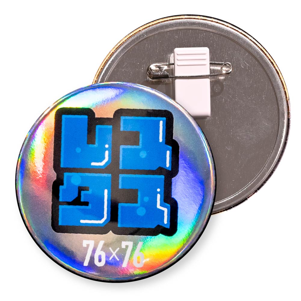 缶バッジ 円形(オーロラ) 76x76mm 安全ピン付きクリップ(光沢)