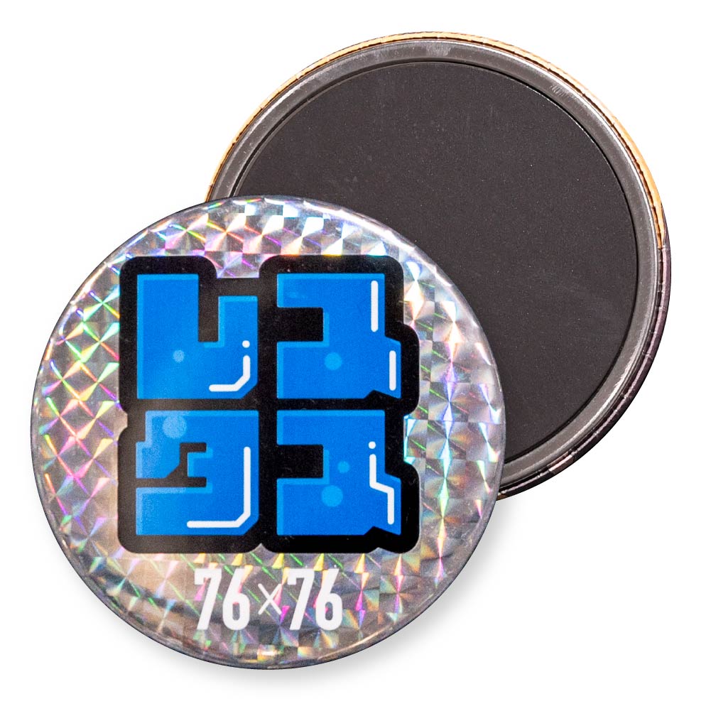 缶マグネット 円形(ホログラム スクエアモザイク) 76x76mm マグネットシート