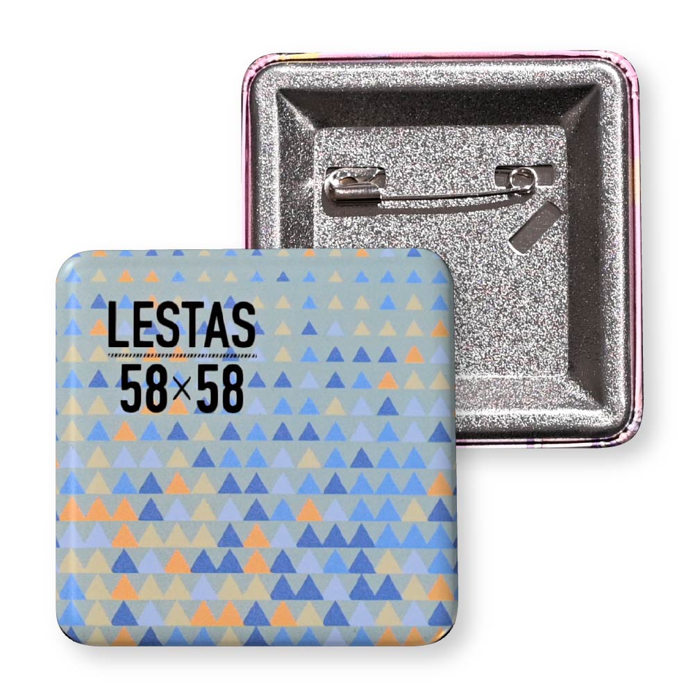 缶バッジ 正方形ラウンドコーナー(クリア) 58x58mm 安全ピン(梨地)