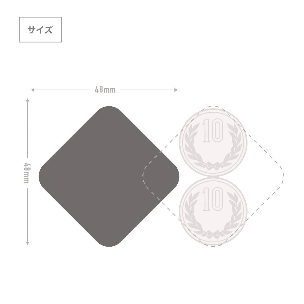 缶マグネット ひし形ラウンドコーナー(クリア) 38x38mm マグネットシート