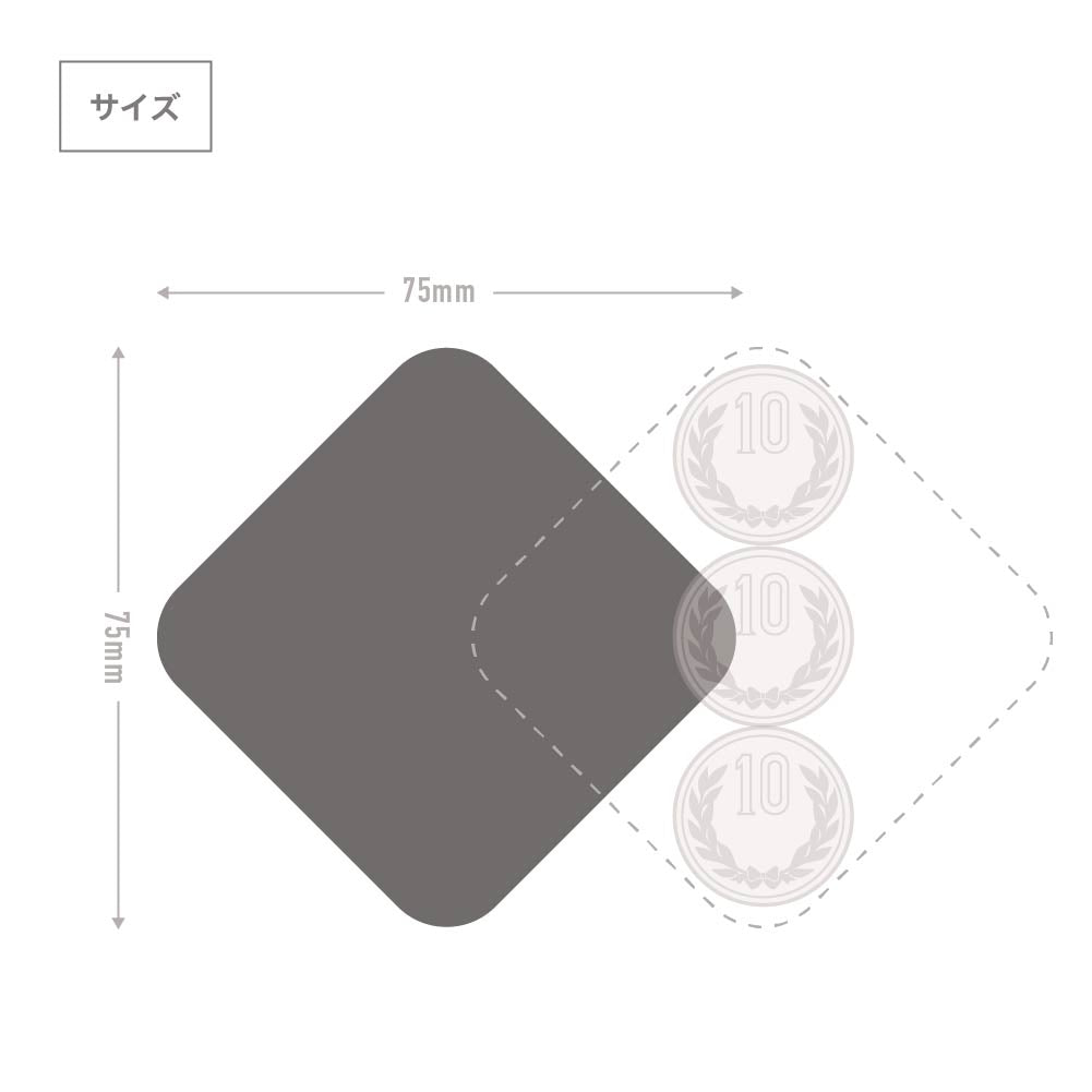 缶バッジ ひし形ラウンドコーナー(クリア) 58x58mm 安全ピン(梨地)