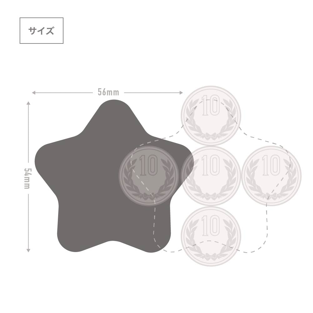 缶バッジ 星型(クリア) 54x56mm 安全ピン(光沢)