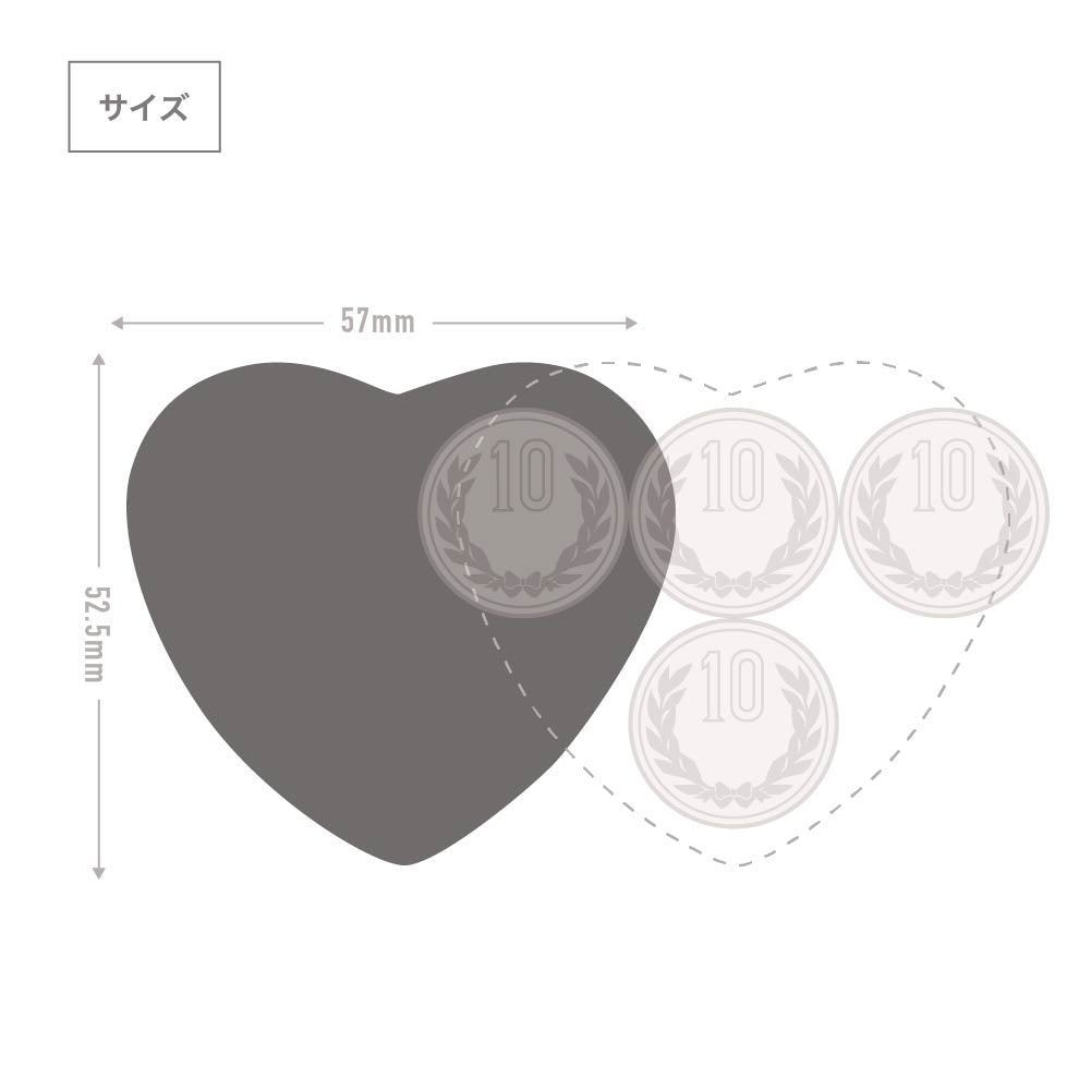 缶マグネット ハート型(クリア) 52.5x57mm マグネットシート