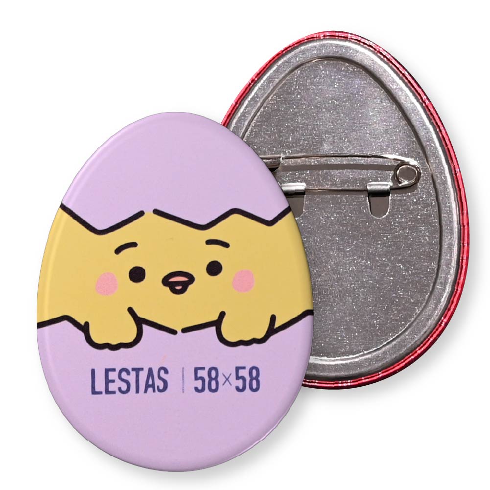 缶バッジ たまご型(クリア) 60x46mm 安全ピン(梨地)