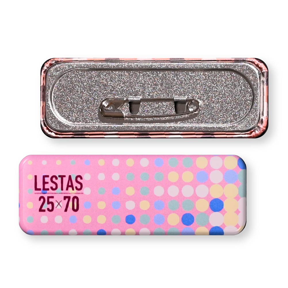 缶バッジ 長方形ラウンドコーナー(クリア) 25x70mm 安全ピン(梨地)